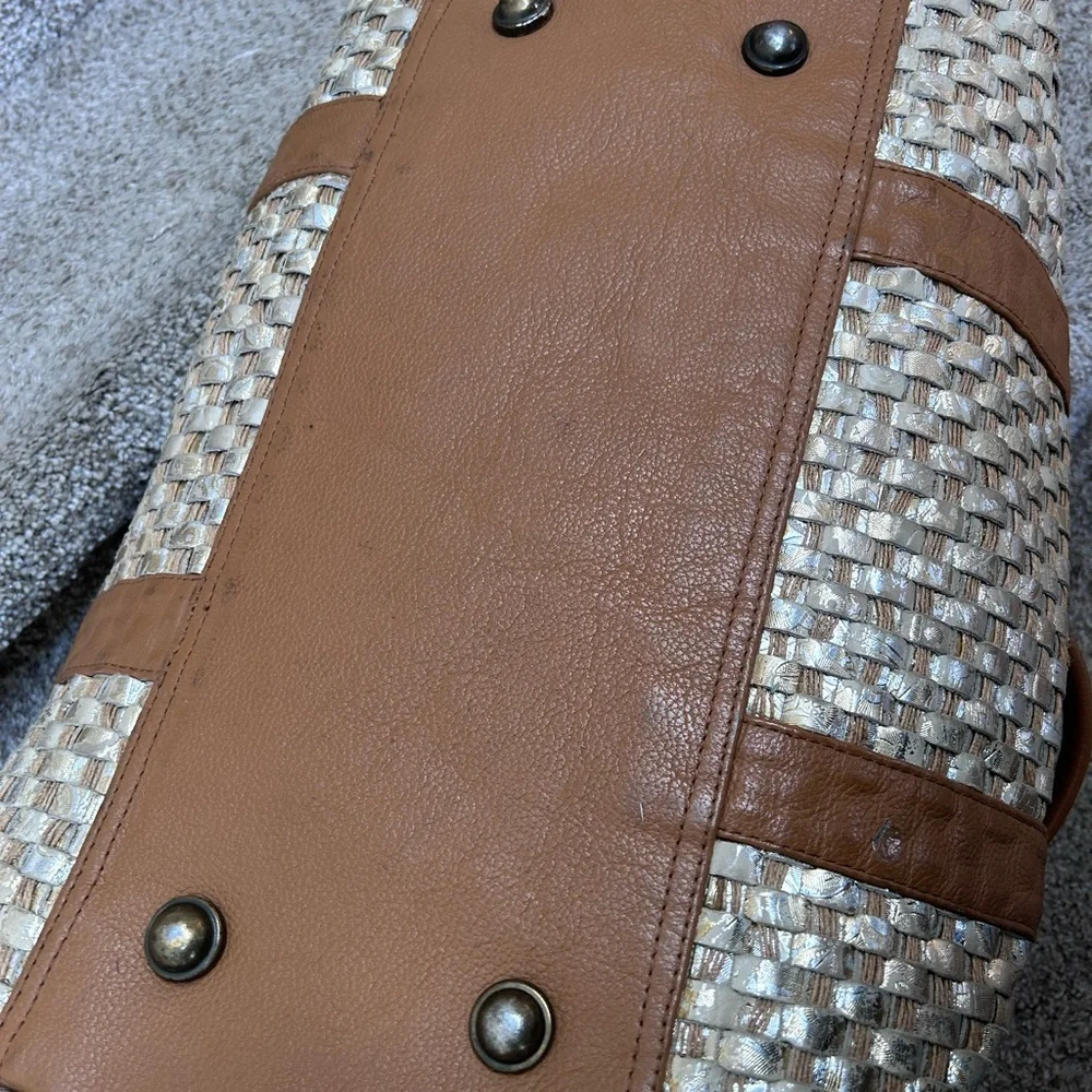 S. S. Leathers woven leather duffle bag. Metallic. Gorgeous twist on classic. - Picture 7 of 16